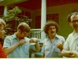 From right to left, Dr Gerald Feinberg, Dr Andrija Puharich, Dr Wilbur Franklin & Mrs Clark