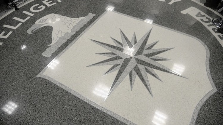 The CIA seal is seen on the floor during a visit by U.S. President Donald Trump on Jan. 21, 2017 at the CIA headquarters in Langley, Va. (Olivier Douliery/Pool/Sipa USA/TNS)